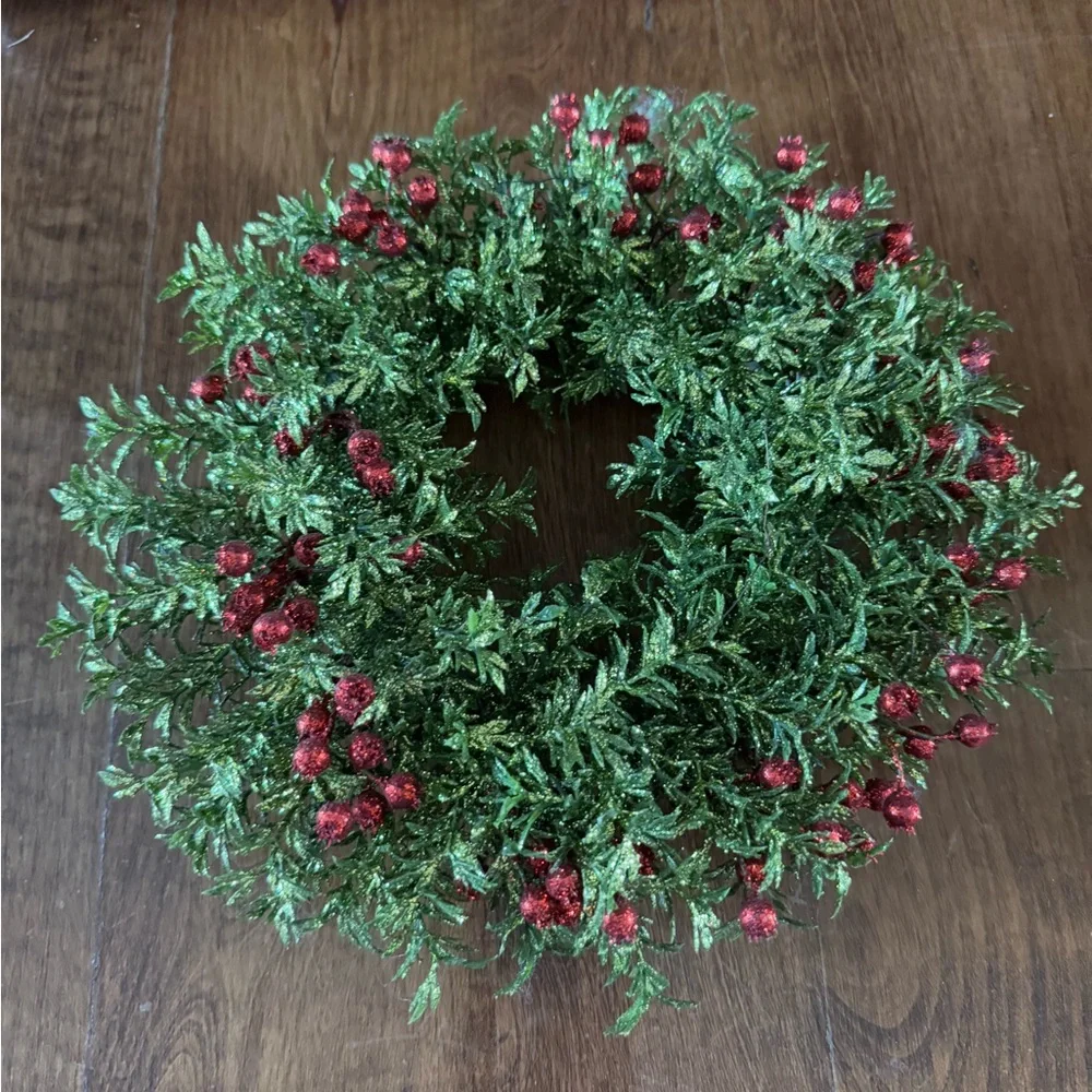 NEW 12” D glittery wreath red and green Regency brand